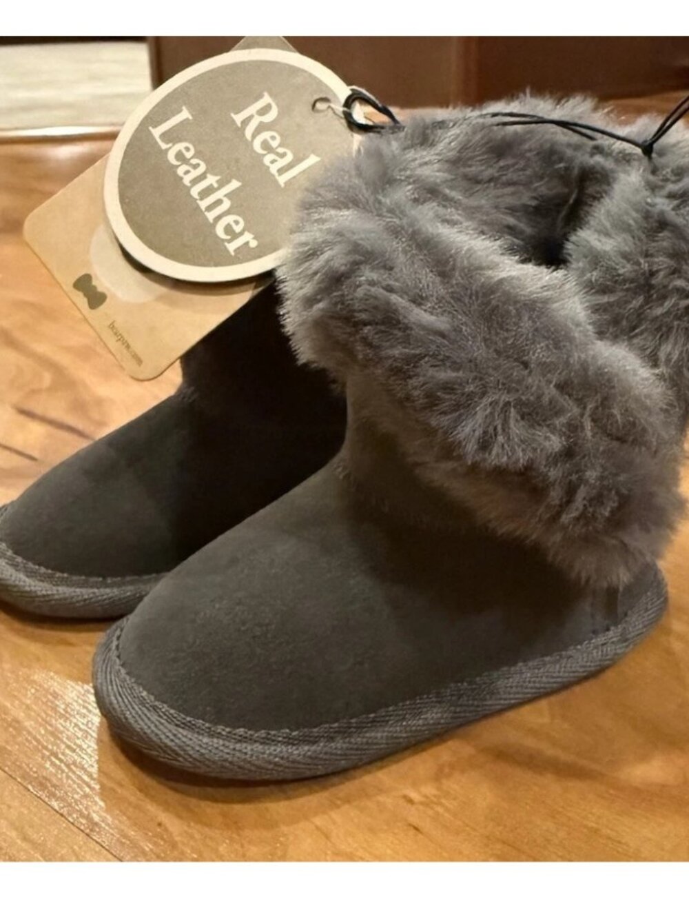 Bearpaw Baby Boots Real Leather Booties Faux Fur 6-12 Months New